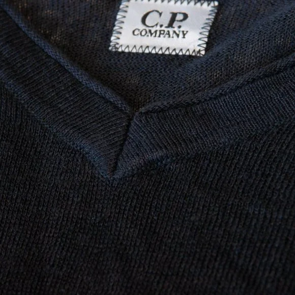 CP Company Gray Linen V-Neck Sweater Large - Picture 3 of 4